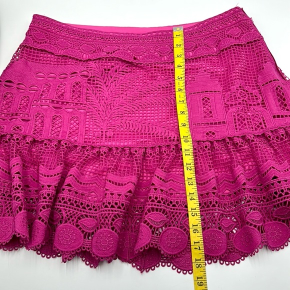 Farm Rio Morada Boa Guipire Lace Pink Mini Skirt Size XL - Picture 17 of 17